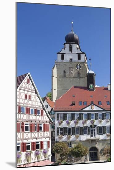 Stiftskirche Church and Town Hall at the Market Place, Herrenberg, Boblingen District-Markus Lange-Mounted Photographic Print