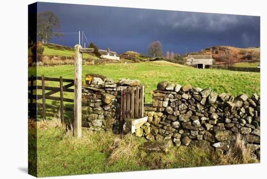 Stile in a Dry Stone Wall at Storiths, North Yorkshire, Yorkshire, England, United Kingdom, Europe-Mark Sunderland-Stretched Canvas