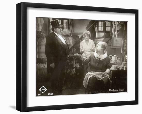 Still from the Film "The Blue Angel" with Marlene Dietrich, Kurt Gerron and Emil Jannings, 1930-German photographer-Framed Photographic Print