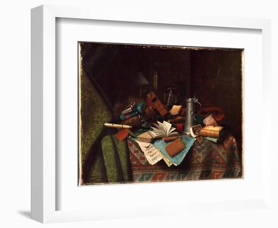 Still Life - A Student's Table, 1882 (Oil on Canvas)-William Michael Harnett-Framed Giclee Print