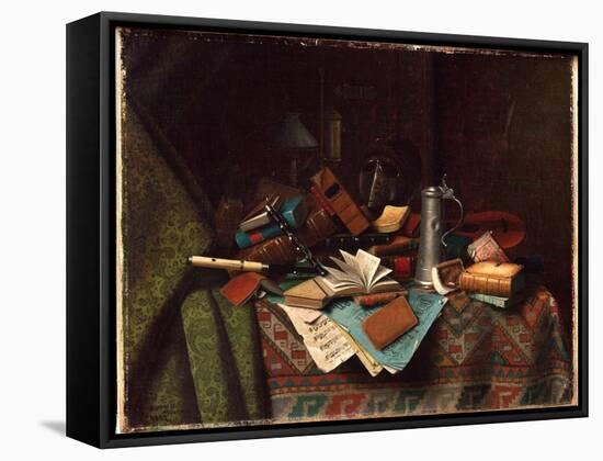 Still Life - A Student's Table, 1882 (Oil on Canvas)-William Michael Harnett-Framed Stretched Canvas