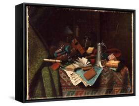 Still Life - A Student's Table, 1882 (Oil on Canvas)-William Michael Harnett-Framed Stretched Canvas