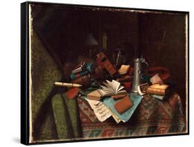 Still Life - A Student's Table, 1882 (Oil on Canvas)-William Michael Harnett-Framed Stretched Canvas
