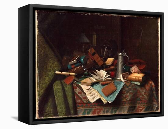 Still Life - A Student's Table, 1882 (Oil on Canvas)-William Michael Harnett-Framed Stretched Canvas