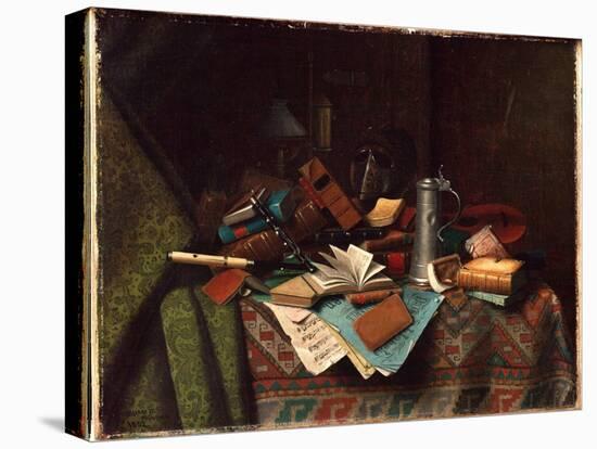 Still Life - A Student's Table, 1882 (Oil on Canvas)-William Michael Harnett-Stretched Canvas