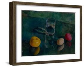 Still Life Against a Green Background, 1924-Kuzma Sergeyevich Petrov-Vodkin-Framed Giclee Print