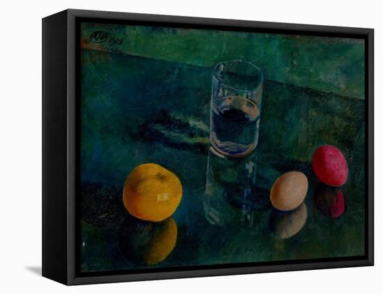 Still Life Against a Green Background-Kuzma Sergeyevich Petrov-Vodkin-Framed Stretched Canvas