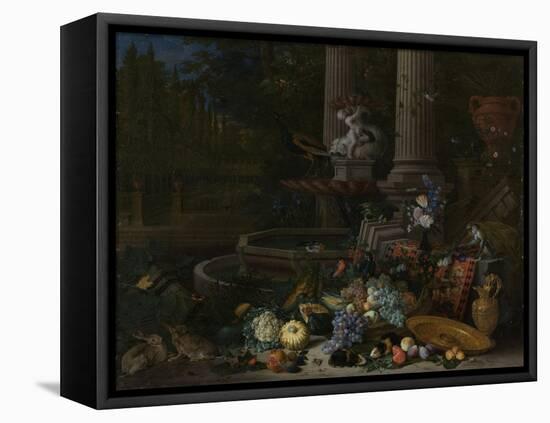 Still Life at a Fountain, Pieter Gijsels.-Pieter Gijsels-Framed Stretched Canvas