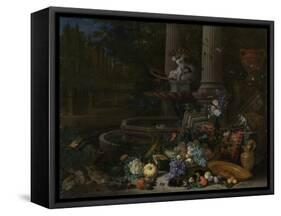 Still Life at a Fountain, Pieter Gijsels.-Pieter Gijsels-Framed Stretched Canvas