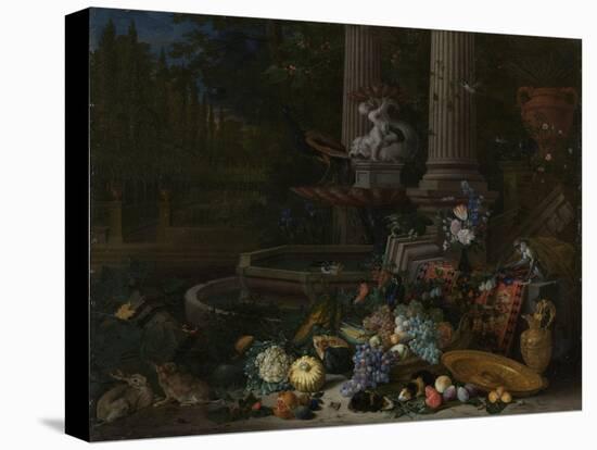 Still Life at a Fountain, Pieter Gijsels.-Pieter Gijsels-Stretched Canvas