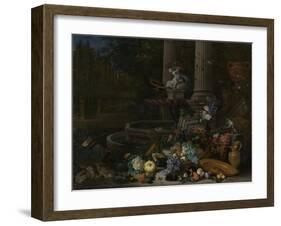 Still Life at a Fountain, Pieter Gijsels.-Pieter Gijsels-Framed Art Print