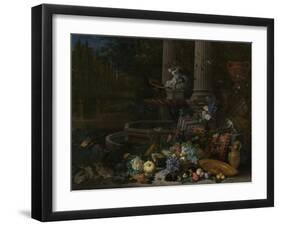 Still Life at a Fountain, Pieter Gijsels.-Pieter Gijsels-Framed Art Print