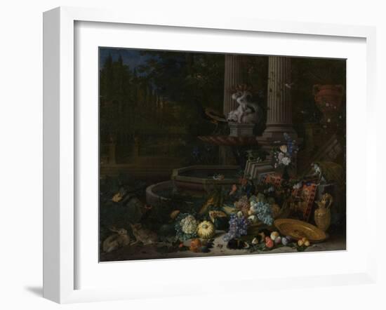 Still Life at a Fountain, Pieter Gijsels.-Pieter Gijsels-Framed Art Print