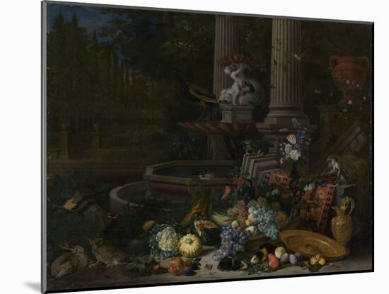 Still Life at a Fountain, Pieter Gijsels.-Pieter Gijsels-Mounted Art Print