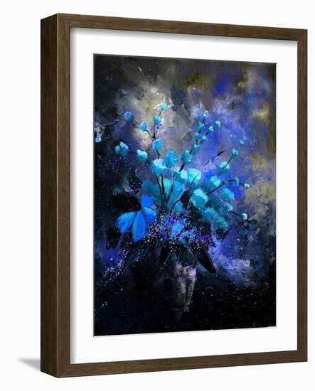Still Life Blue Flowers-Pol Ledent-Framed Art Print