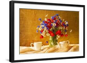 Still Life Bouquet Camomiles Cornflowers Poppies-FOTOALOJA-Framed Art Print