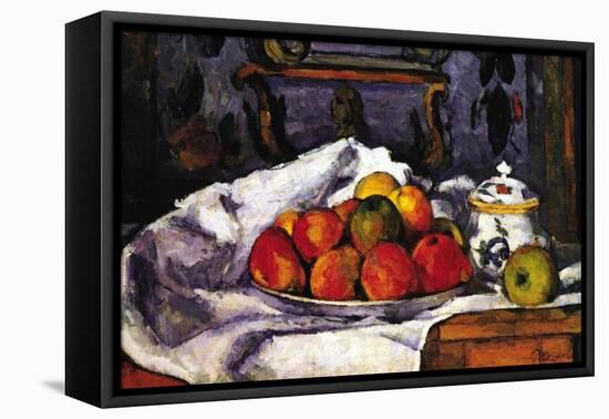 Still Life Bowl of Apples-Paul Cézanne-Framed Stretched Canvas