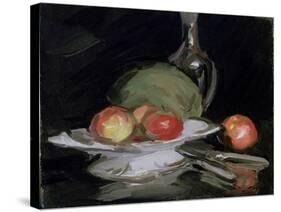 Still Life Bowl of Fruit, Melon and Carafe-George Leslie Hunter-Stretched Canvas
