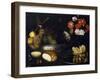 Still Life, Chinese Fruit-Dish, White and Black Grapes-Francesco Codino-Framed Giclee Print