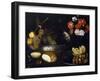 Still Life, Chinese Fruit-Dish, White and Black Grapes-Francesco Codino-Framed Giclee Print