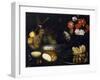 Still Life, Chinese Fruit-Dish, White and Black Grapes-Francesco Codino-Framed Giclee Print