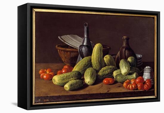 Still Life: Cucumbers, Tomatoes and Containers. Painting by Luis Melendez (1716 - 1780), 18Th Centu-Luis Egidio Menendez or Melendez-Framed Stretched Canvas