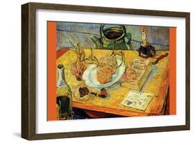 Still Life Drawing Board Pipe Onions and Sealing-Wax-Vincent van Gogh-Framed Art Print