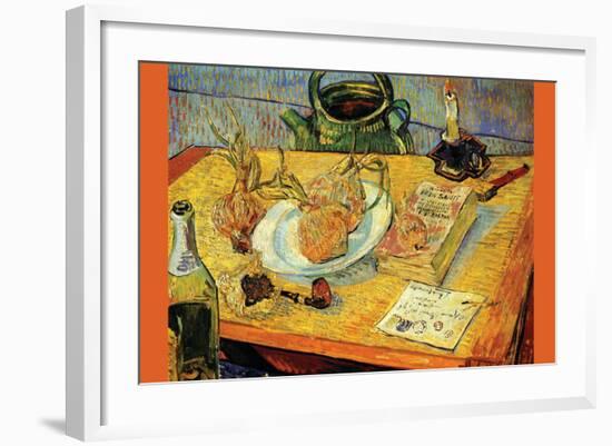 Still Life Drawing Board Pipe Onions and Sealing-Wax-Vincent van Gogh-Framed Art Print