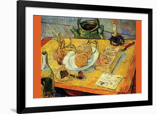 Still Life Drawing Board Pipe Onions and Sealing-Wax-Vincent van Gogh-Framed Premium Giclee Print