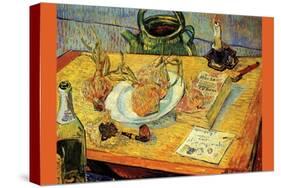 Still Life Drawing Board Pipe Onions and Sealing-Wax-Vincent van Gogh-Stretched Canvas