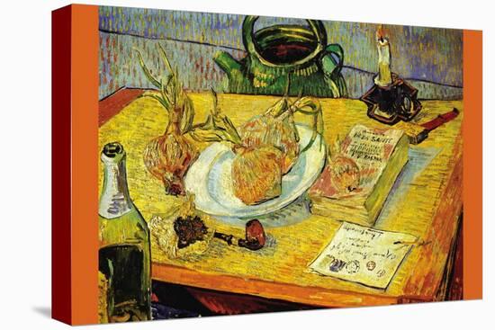 Still Life Drawing Board Pipe Onions and Sealing-Wax-Vincent van Gogh-Stretched Canvas