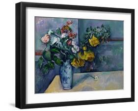 Still Life: Flowers in a Vase-Paul Cézanne-Framed Giclee Print