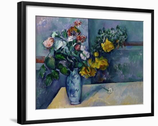 Still Life: Flowers in a Vase-Paul Cézanne-Framed Giclee Print