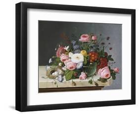 Still Life: Flowers on a Marble Topped Table-Eug?ne Boudin-Framed Giclee Print