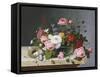 Still Life: Flowers on a Marble Topped Table-Eug?ne Boudin-Framed Stretched Canvas