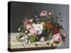 Still Life: Flowers on a Marble Topped Table-Eug?ne Boudin-Stretched Canvas