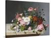 Still Life: Flowers on a Marble Topped Table-Eug?ne Boudin-Stretched Canvas