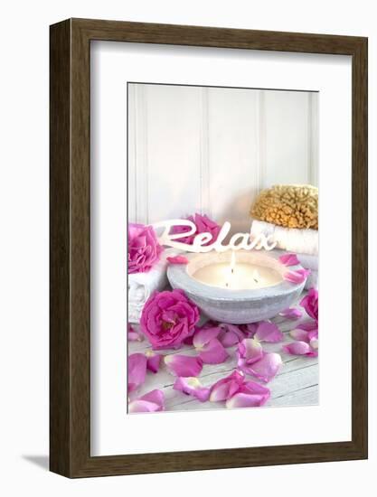 Still Life, Fountainness, Candle, Rose Blossoms-Andrea Haase-Framed Photographic Print