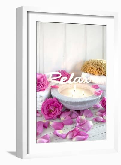 Still Life, Fountainness, Candle, Rose Blossoms-Andrea Haase-Framed Photographic Print