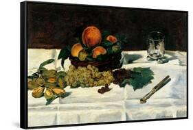 Still Life Fruit on a Table-Edouard Manet-Framed Stretched Canvas