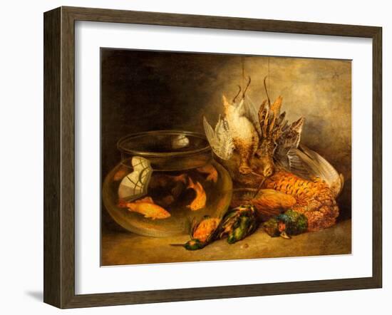 Still Life, Game and Hanging Snipe with Goldfish in a Bowl-Benjamin Blake-Framed Giclee Print