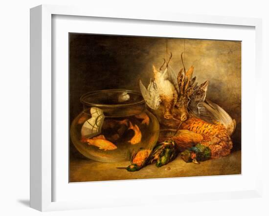 Still Life, Game and Hanging Snipe with Goldfish in a Bowl-Benjamin Blake-Framed Giclee Print