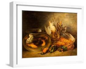 Still Life, Game and Hanging Snipe with Goldfish in a Bowl-Benjamin Blake-Framed Giclee Print