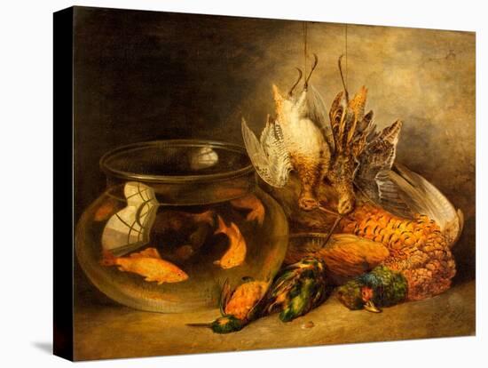 Still Life, Game and Hanging Snipe with Goldfish in a Bowl-Benjamin Blake-Stretched Canvas