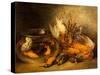 Still Life, Game and Hanging Snipe with Goldfish in a Bowl-Benjamin Blake-Stretched Canvas