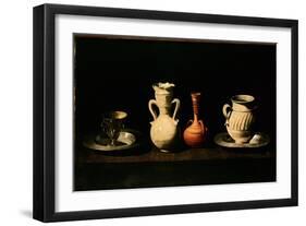 Still Life Jugs, Pots. Painting by Francisco De Zurbaran (1598-1664) 1633 Dim. 46X84 Cm Madrid, Pra-Francisco de Zurbaran-Framed Giclee Print