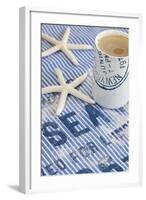 Still Life, Maritime, Blue, Starfish, Material, Text, Coffee Cup-Andrea Haase-Framed Photographic Print