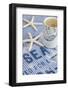 Still Life, Maritime, Blue, Starfish, Material, Text, Coffee Cup-Andrea Haase-Framed Photographic Print