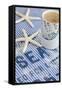 Still Life, Maritime, Blue, Starfish, Material, Text, Coffee Cup-Andrea Haase-Framed Stretched Canvas