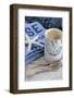 Still Life, Maritime, Blue, Starfish, Material, Text, Wooden Piece, Coffee Cup-Andrea Haase-Framed Photographic Print